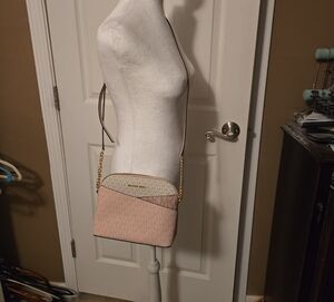 Michael Kors Blush Pink and Beige Signature Crossbody